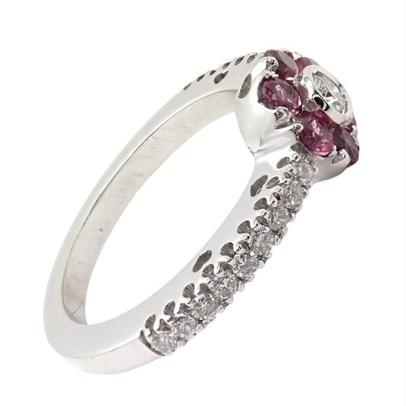 Pasquale Bruni 18k White Gold Diamond Pink Sapphire Flower Fiori Ring - Picture 4 of 12